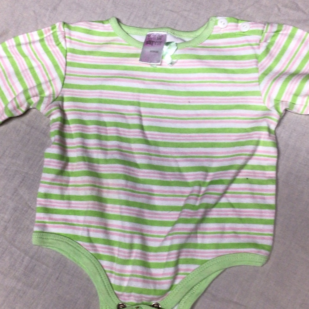Charming Green and Pink Striped Bodysuit
